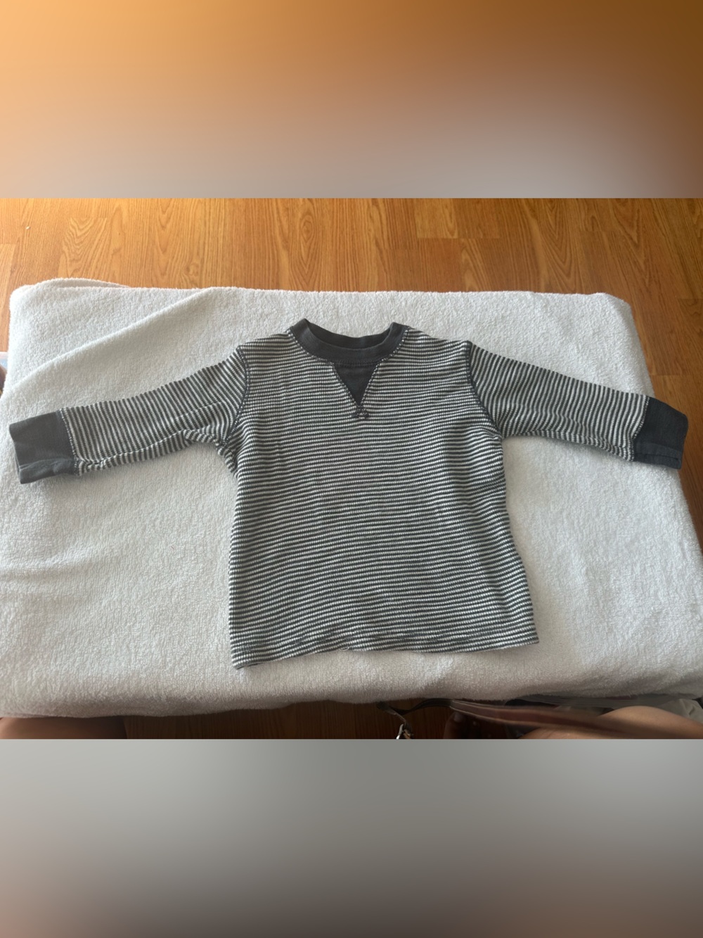 GAP Black and White Striped Long-Sleeve Knit Top